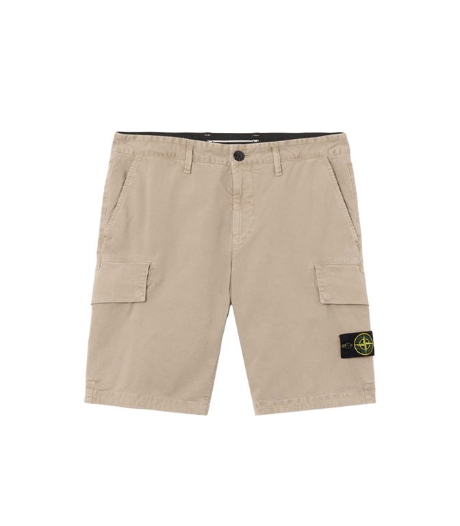 Stone Island - Shorts - organic cotton stretch broken twill  old  effect deserto